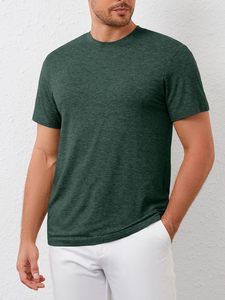 Camiseta de Algodón Suave para Hombre, Venta al por Mayor, Cuello Redondo, Manga Corta, Ajustada, Transpirable, Ecológica, Tejido Jersey Liso - Product Image 2