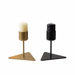 Juego de Portavelas Metálicos Modernos con Base Triangular, Candelabros Geométricos en Dorado y Negro para Decoración de Mesa, Venta al Por Mayor B2B - Product Image 4