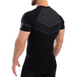 เสื้อคอมเพรสชั่นไร้ตะเข็บสีดำสำหรับผู้ชาย ทรงปกติ ผ้าถักโพลีเอสเตอร์/คอตตอน ป้องกันการเกิดขุย ระบายอากาศได้ดี - Product Image 2