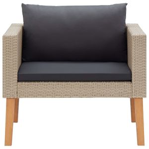 4-Piece <b>Beige</b> Poly Rattan Patio Lounge Set with <b>Cushions</b> Outdoor Furniture - Product Image 4