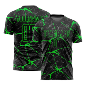 Camiseta de Fútbol Sublimada Personalizada para Hombre, Negra y Verde con Patrón de Grietas, Manga Corta, Absorbe la Humedad, Ajuste Atlético, Ropa de Equipo - Product Image 3