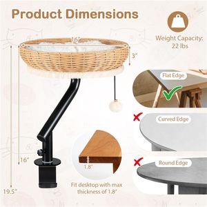 Cuccia per Gatti Girevole a 360 Gradi 2-in-1, Rifugio Portatile da Scrivania con Palla Sonora, in Nero e Bianco Naturale - Product Image 6