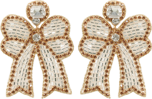 Pendientes de lazo ligeros hechos a mano MULTI CRAFT con bordado de cuentas de semillas multicolor, clásicos, tamaño personalizado, de algodón con cuentas para novias - Product Image 2