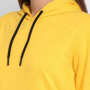 Ensemble de sweat-shirt à capuche pour femme, jaune et noir, à blocs de couleur, manches longues, tricoté, décontracté, 2 pièces, pour toutes les saisons - Product Image 5