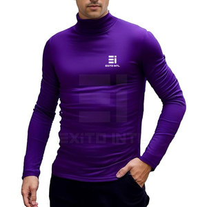 Sous-vêtement à col roulé respirant 100% coton, haut léger pour homme, t-shirt à col roulé décontracté pour tous les jours, OEM - Product Image 5