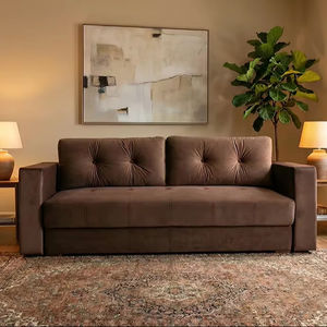 Muebles de Sala de Estar de Primera Calidad con Patas de Madera, Moderno Juego de Sofás con Forma Única, Tapicería de Tela, Acolchado Cómodo - Product Image 1