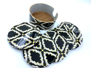 Meilleure vente DIY Festive Gingerbread People Set 4 sous-verres en bois de Bohème Tapis en bois de cuisson pour table de cuisine Marque privée - Product Image 5