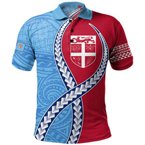 Polo de Talla Grande para Hombre, Estampado Geométrico Azul, Casual, Manga Corta, Impresión por Sublimación, Logotipo Frontal, Poliéster Tejido - Product Image 3