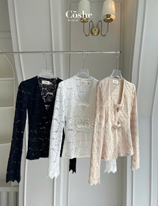 RTS Coshe Riri Style coréen haut à manches longues nœud Design dentelle tissu doux tenue de tous les jours pour l'été caractéristiques taille naturelle - Product Image 6