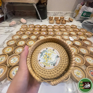 Woven/Rattan Cup Tray Durable Rattan Weaving For Drink Serving <b>Table</b> Display Interior Use From Vietnam Market - Product Image 5