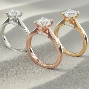 Anillo de compromiso solitario ovalado cónico Stonewels Pave, chapado en oro |   para diamantes cultivados en laboratorio certificados |   Juego de Anillos de Oro Amarillo de 14K - Product Image 6