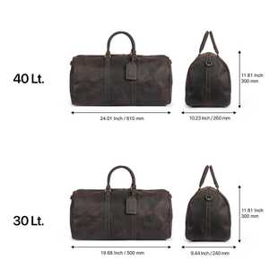 Sac de voyage vintage en cuir grande capacité, sac de nuit élégant en cuir, sac de week-end à main pour homme - Product Image 6