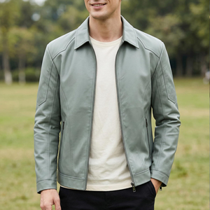 Lightweight <b>Men's</b> Leather Fashion <b>Jacket</b> For Spring Wear <b>Thin</b> Leather Coat Breathable Slim Fit Fashionable <b>Men's</b> Clothing - Product Image 5