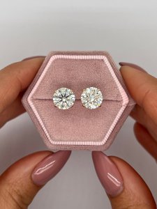 Pendientes de Diamantes Redondos Cultivados en Laboratorio, Oro Sólido de 14K, Clásicos, Brillantes, Regalo para Ocasiones Especiales, Joyería Fina Personalizada - Product Image 3