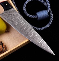 Black Smith 1987 Damascus Staal 8-Inch Koksmes met Beenhandvat, Ultra Scherp, Verstelbare Handgreep, Vaatwasserbestendig