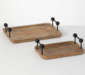 Acacia Wood Rectangle Serving <b>Tray</b> & <b>Table</b> with Customized Color Tayyab Handicraft Brand for Home Hotel Restaurant Use India - Product Image 1