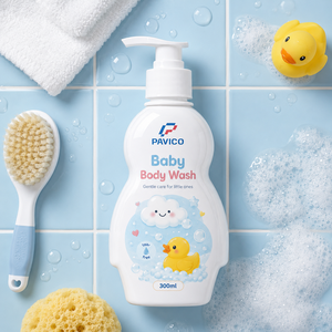 Botella de PET Curva de 300ml para Jabón Corporal de Bebé, Color Blanco Opaco, con Bomba Dosificadora para Champú y Gel de Ducha para Niños, Fabricante de Vietnam - Product Image 6