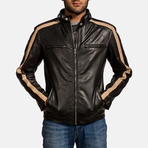 Chaqueta de Cuero Genuino Acolchada para Hombre, Estilo Popular, Impermeable, con Cierre, Cuello Alto y Logotipo Frontal, Última Moda - Product Image 2
