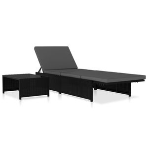 2 pz sedie da giardino reclinabili in Poly Rattan nero con tavolo comodo Set di mobili da esterno - Product Image 4