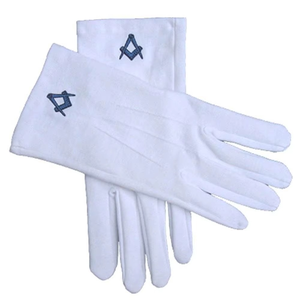 Gants de sport maçonniques de haute qualité 100 % coton avec logo personnalisé brodé pour les francs-maçons, gants de regalia maçonniques - Product Image 4
