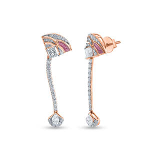 Boucles d'oreilles pendantes en or massif 18 carats avec diamants naturels, bijoux de luxe pour fiançailles et mariage - Product Image 4