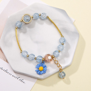 Pulsera de Cuentas de Cristal para Niños con Dije de Girasol de Cuarzo Rosa, Estilo Romántico, Hecho en China - Product Image 4
