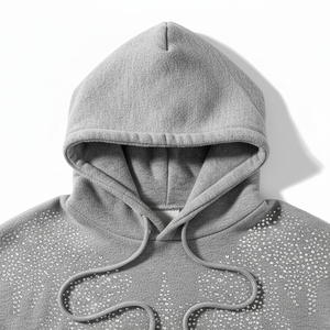 Private Custom Bling Sparkle Crystal Rhine Stone Men's Winter Oversized Full <b>Zip</b> Fleece Breathable Hoodie 100% Cotton - Product Image 3