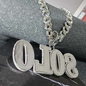 Luxury 2-Tone Iced Custom Number <b>Name</b> Diamond Pendant Free Cuban <b>Chain</b> Personalized Hip Hop Sterling Silver Necklace Party Gift - Product Image 5
