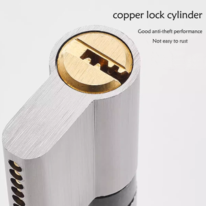 Silinder Kunci Pintu Tunggal Profil Euro Kuningan 70mm dengan Kenop, Silinder Kunci Keamanan Pintu Interior dengan 3 Kunci - Product Image 6