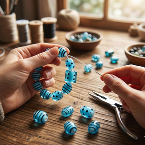 Perles en verre soufflé à la main en vrac pour la fabrication de bijoux, bracelets et colliers |   Perles de verre décoratives pour artisanat DIY - Product Image 2