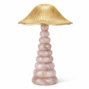 Décoration de table en forme de champignon en marbre rose avec matériaux en résine et aluminium, élément décoratif élégant pour les intérieurs de salon et de bureau - Product Image 1