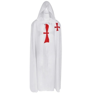 Manteaux cérémoniels à capuche pour officiers des Templiers, noirs et blancs avec croix, pour la tenue de cérémonie des loges - Product Image 2
