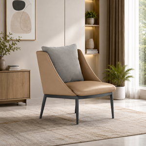 Fauteuil d'appoint scandinave moderne en tissu, fauteuil de loisirs luxueux rembourré avec coussin pour salon, chambre à coucher, réception d'hôtel - Product Image 2