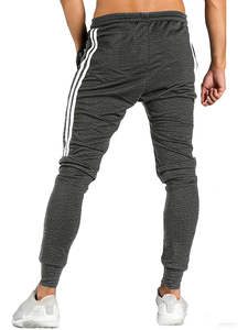 Plus Size Men's Gray Sweatpants White Side Stripes Drawstring <b>Elastic</b> Waist Flat Front Casual Joggers Lightweight Knitted 100% - Product Image 4