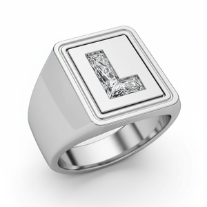 Initial L Letter Diamond <b>Ring</b> DEF VVS VS Certified Lab Grown Stone 9K 10K 14K 18K Gold <b>Silver</b> <b>Solitaire</b> <b>Ring</b> Elegant - Product Image 2