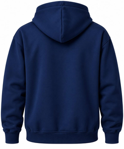 <b>Women's</b> Navy <b>Blue</b> Hooded Sweatshirt Regular Fit 100% Cotton <b>Fleece</b> Breathable Autumn Wear With Front Pocket - Product Image 2