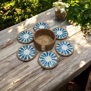 Posavasos de Ratán Encapsulado Hechos a Mano de Alta Calidad Premium, Clásicos y Ecológicos, con Aislamiento Térmico Natural de Fritillaria - Product Image 5