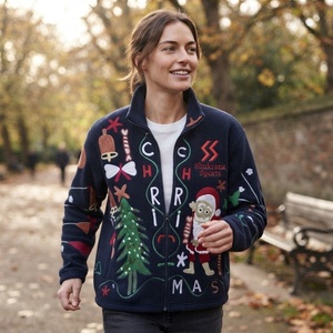 Christmas Embroidered Velvet Bomber <b>Jacket</b> Women Zip Up Outerwear Holiday Coat <b>Plus</b> <b>Size</b> <b>Sequin</b> Bomber <b>Jacket</b> - Product Image 4