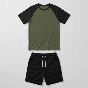 2026 Wholesale Summer Men's Casual Shorts <b>Set</b> Plain Color Solid 100% Cotton Jersey Quick Dry Knitted Customized Logo <b>Twin</b> <b>Set</b> - Product Image 1