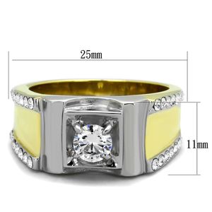 Anello in Acciaio Inossidabile Bicolore IP Oro (Ion Plating) con Zirconi Cubici di Grado AAA - Product Image 2