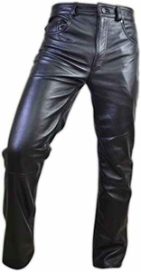Pantalones de Cuero PU Negros para Hombre, Cintura Alta, Corte Recto, Estilo Motero, Cierre de Cremallera, para Invierno - Product Image 4