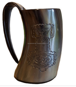 Cornes à boire vikings artisanales, mug viking, mug à bière unique d'inspiration médiévale, provenant d'Inde - Product Image 3