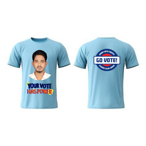 T-shirt unisexe personnalisé avec photo pour campagne électorale, bleu, manches courtes, col rond, imprimé « Votez », T-shirt de campagne électorale - Product Image 3