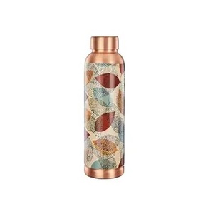 Bouteille d'eau en cuivre pur imprimée, motif floral colibri naturel, gourde d'hydratation vintage en cuivre - Product Image 6