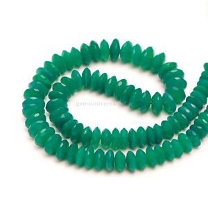 Perles Rondelles Facettées en Onyx Vert Naturel de Coupe Allemande 8MM 10MM Vente en Gros Perles Rondelles Facettées en Onyx Vert 16 Pouces pour Bijoux - Product Image 4
