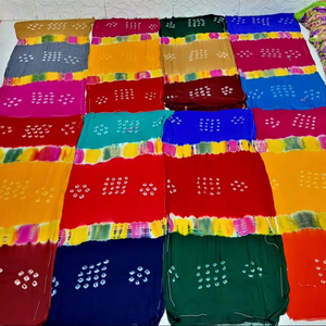 Bufanda a Cuadros de Algodón, Diseño Tradicional Indio Hecho a Mano con Estampado Bandhej, Ligera, Larga, para Mujer, Moda Primavera - Product Image 4