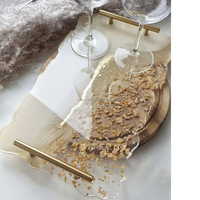 Plateaux de service de mariage très demandés, artisanat en résine époxy, poignée en métal, décoration intérieure, style européen, taille personnalisée, cadeaux Tayyab