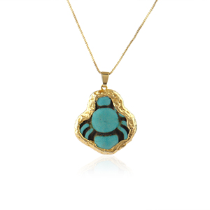 Exclusive Collection Synthetic Turquoise Pendant <b>Necklace</b> Gold Electroplated Edged <b>Spider</b> Design Box Chain Celestial <b>Necklace</b> - Product Image 1