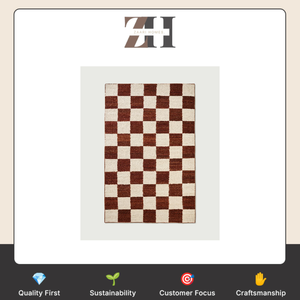 Premium Handmade Checker Flat Weave Rug Made From New Zealand Wool For Living Room Bedroom And Hallway Wholesale Supplier - Product Image 6
