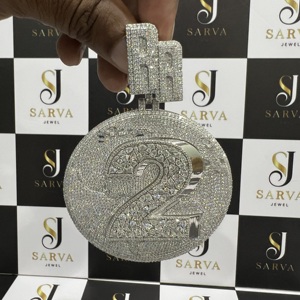 Joyería Fina, Plata S925, Colgante Personalizado con Moissanita VVS Grande, Certificado IGI, Collar con Nombre Estilo Hip Hop para Hombre - Product Image 1